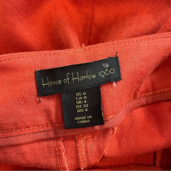 House Of Harlow Rustic Red Abstract Boho Belted Casual Linen Pants Contemporary - Picture 5 of 8